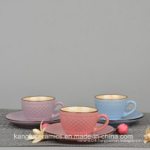 European Style Color Glazed Cup and Saucer Tea Set